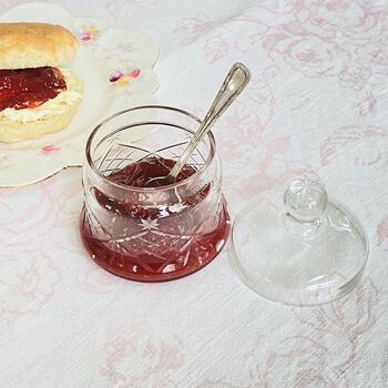 Antique Crystal Cut Glass Lidded Jam / Preserve Pot ~ Three, 2 of 7