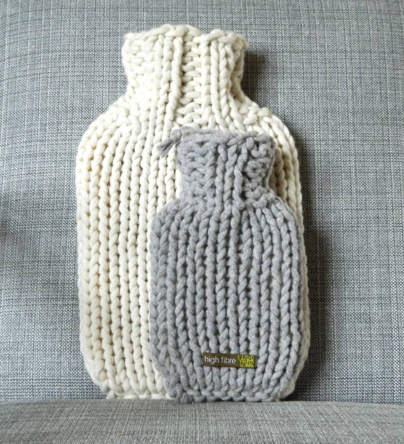 Hand Knitted Hot Water Bottle Cover By High Fibre Design