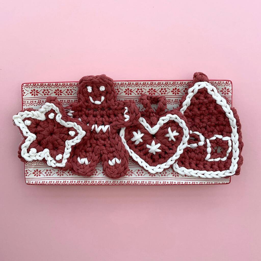 Gingerbread Biscuit Christmas Crochet Kit, 1 of 8