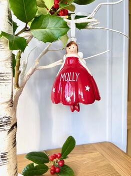 Personalised Ceramic Christmas Fairy Bell Decoration, 4 of 4