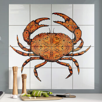 Crab Tile Mural Handprinted Ceramic Tile Set, 2 of 12