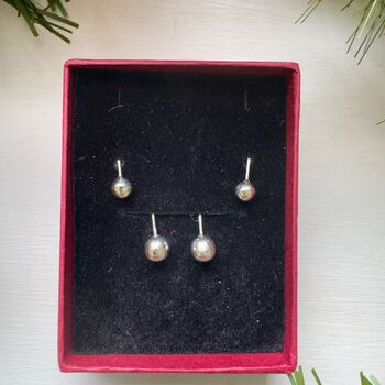 Two Pairs Of Classic Sterling Silver Ball Drop Earrings, 5 of 5