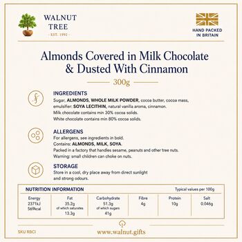 Milk Chocolate Cinnamon Almonds Gift Box – 300g, 5 of 8