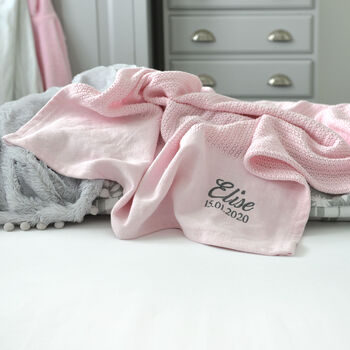 Personalised Pink Cellular Baby Blanket, 3 of 12