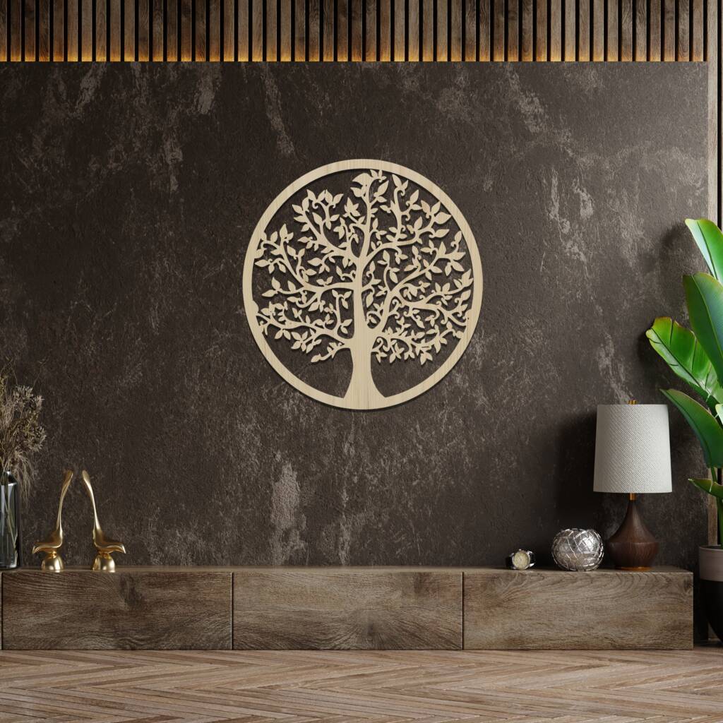 Wooden Tree Of Life Wall Art, Round Tree Wall Decor By Duke Craft