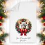 Personalised Cat In Christmas Wreath Gift Tea Towel, thumbnail 9 of 12