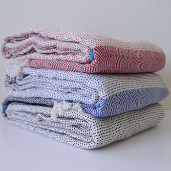 Diamond Pattern Soft Cotton Throw Blanket, 7 of 7