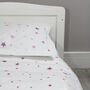 Pink Embroidered Star Cot Bed Duvet And Pillowcase Set, thumbnail 3 of 5