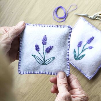 Embroider A Lavender Bag Stitch Craft Kit Gift, 5 of 7