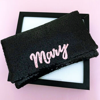 Black Or Navy Sequin Name Clutch, 2 of 9