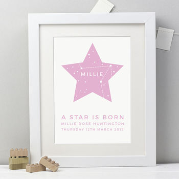 Personalised 'A Star Is Born' New Baby Print, 5 of 7