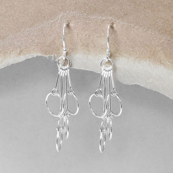 Sterling Silver Cascading Dangly Circles Earrings, 2 of 4