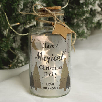 Personalised Christmas Tree LED Glass Jar – Christmas Light Decoration, 2 of 4