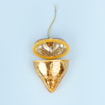 G Decor Gold Glass Heart Locket Christmas Ornament, 4 of 6