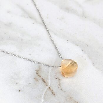 Citrine Teardrop November Birthstone Necklace, Silver, 3 of 6