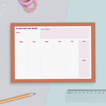 A5 Weekly Pink Orange Spot Desk Pad 50 Tear Off Pages, 2 of 7
