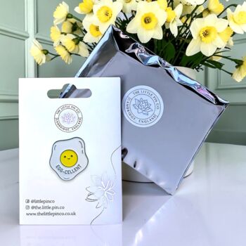 Egg Cellent Funny Egg Shaped Enamel Pin, 2 of 8