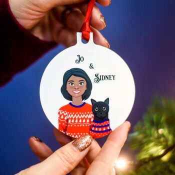 Personalised Cat Mum Christmas Jumper Decoration, 2 of 12