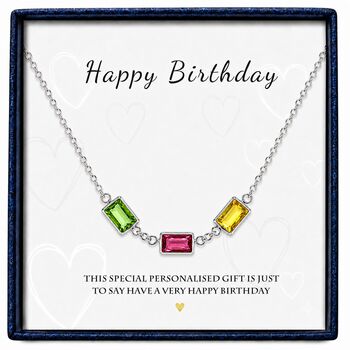 Personalised Baguette Cut Shaped Family Birthstones Necklace, 9 of 10