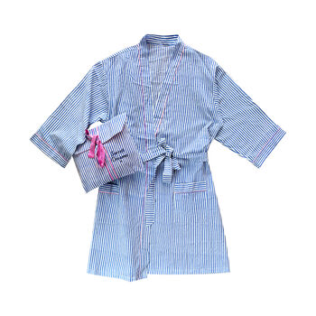Personalised Stripe Kimono Bathrobe, 8 of 8