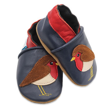 Dotty Fish Holly The Robin Soft Leather Baby Shoes With Barefoot Soles, 4 of 7