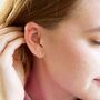 Tiny Crystal Moon Stud Earrings In Gold Plating, thumbnail 5 of 6