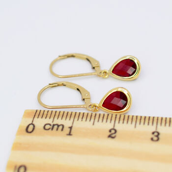 Garnet Red Teardrop Earrings, 2 of 4