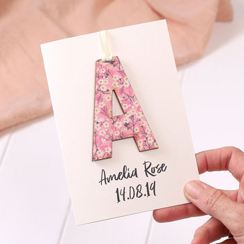 Personalised Liberty Letter Keepsake New Baby Card, 4 of 6