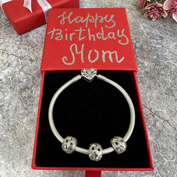 April Birthstone Charm Silver Bracelet Gift For Her, 6 of 7