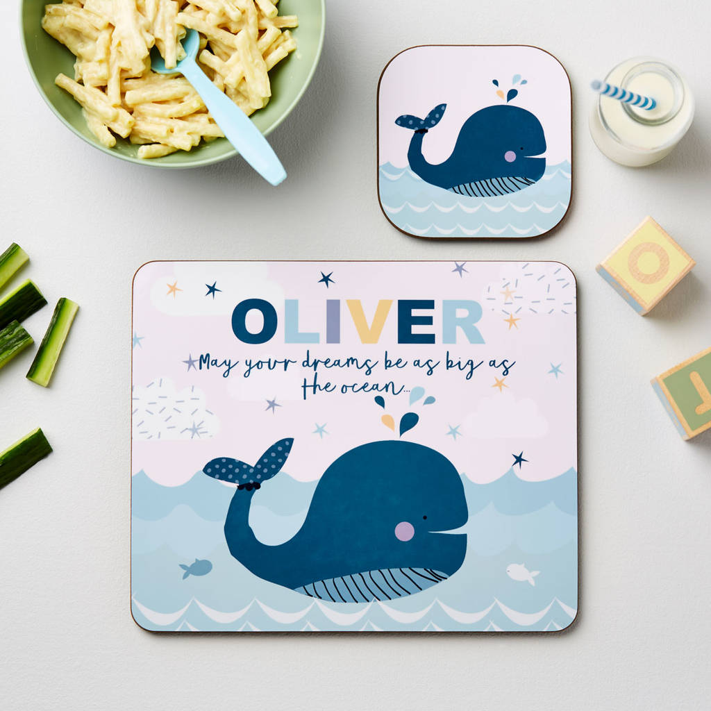 Children's Personalised Whale Placemat Set, 1 of 3