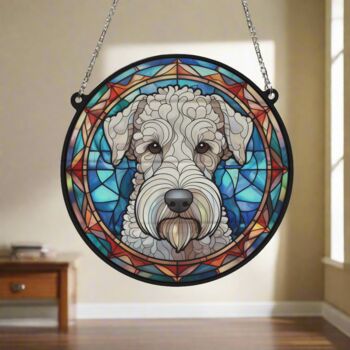 Bedlington Terrier Stained Glass Effect Suncatcher, 5 of 6