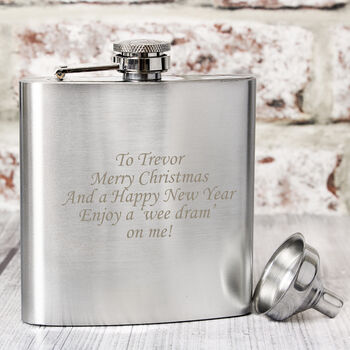 Engraved Stainless Steel Hip Flask With Gift Box, 4 of 6