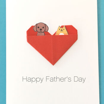 Personalised Cat And Dog Origami Heart Card, 5 of 6