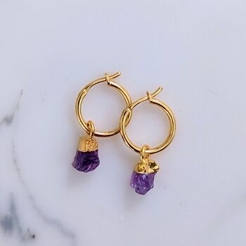 February Birthstone Earrings, Amethyst, Gold, 4 of 7