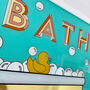 Bath Time Gold And Silver Leaf Retro Signage Hand Made, thumbnail 4 of 5