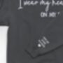 Personalised I Wear My Heart On My Sleeve Unisex Sweatshirt With Names On Sleeve, thumbnail 8 of 12