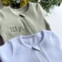 Personalised Baby Zip Sleepsuit | Embroidered Grow, thumbnail 1 of 8