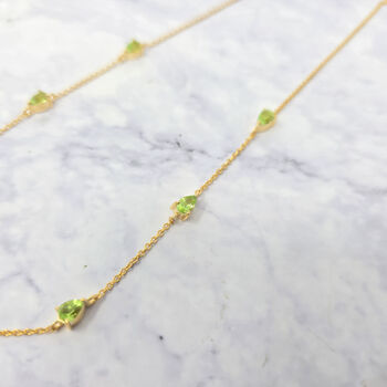 Peridot August Birthstone Minimalist Gold Necklace, 2 of 4