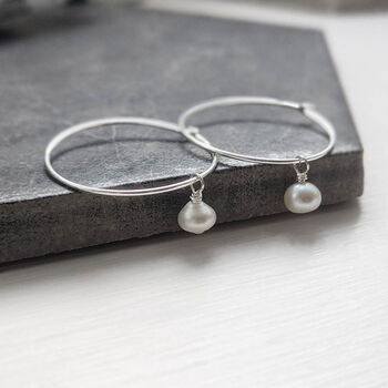 Freshwater Pearl Hoop Earrings, 2 of 7