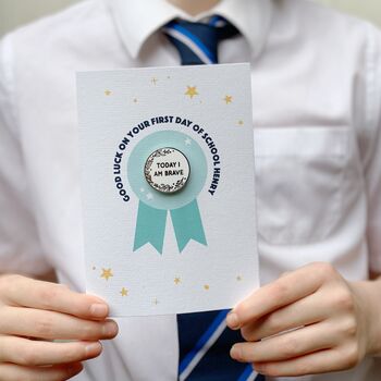 Good Luck At School 'Today I Am' Pin Badge Card, 3 of 8
