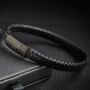 Men's Black Braided Leather Bracelet, thumbnail 1 of 9