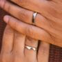925 Silver Couple Angle Cut Plain Promise Ring Set, thumbnail 3 of 3