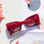 Red Chunky Triangle Cat Eye Sunglasses, thumbnail 3 of 3