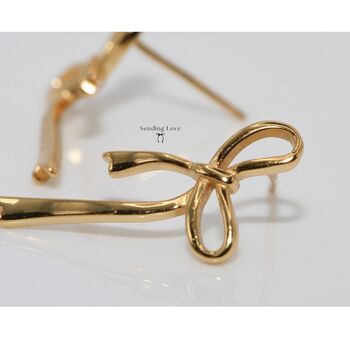 Silver And Gold Bow Bridesmaid Earrings, 3 of 8