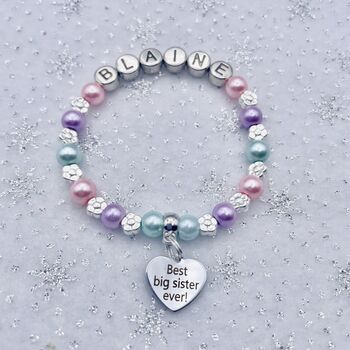 Personalised Big Sister Charm Bracelet, Baby Shower Gift, 2 of 12