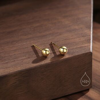 Sterling Silver Minimalist Ball Stud Earrings, 8 of 12