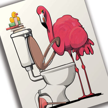 Flamingo Head In Toilet Seat, Funny Toilet Art, 4 of 8