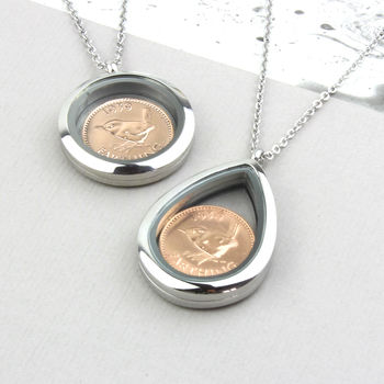 70th/80th Birthday Farthing Locket Necklace, 5 of 12