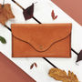 Clutch Bag Leather Vegetable Tanned, Tan/Black, thumbnail 1 of 3