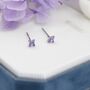 Sterling Silver Amethyst Purple Cz Flower Stud Earrings, thumbnail 7 of 12
